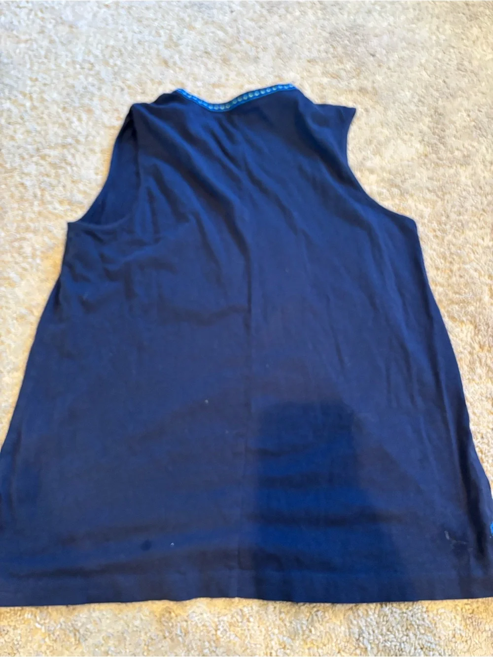 J. Crew Navy Sleeveless Tank with Turquoise and Lime Embroidery